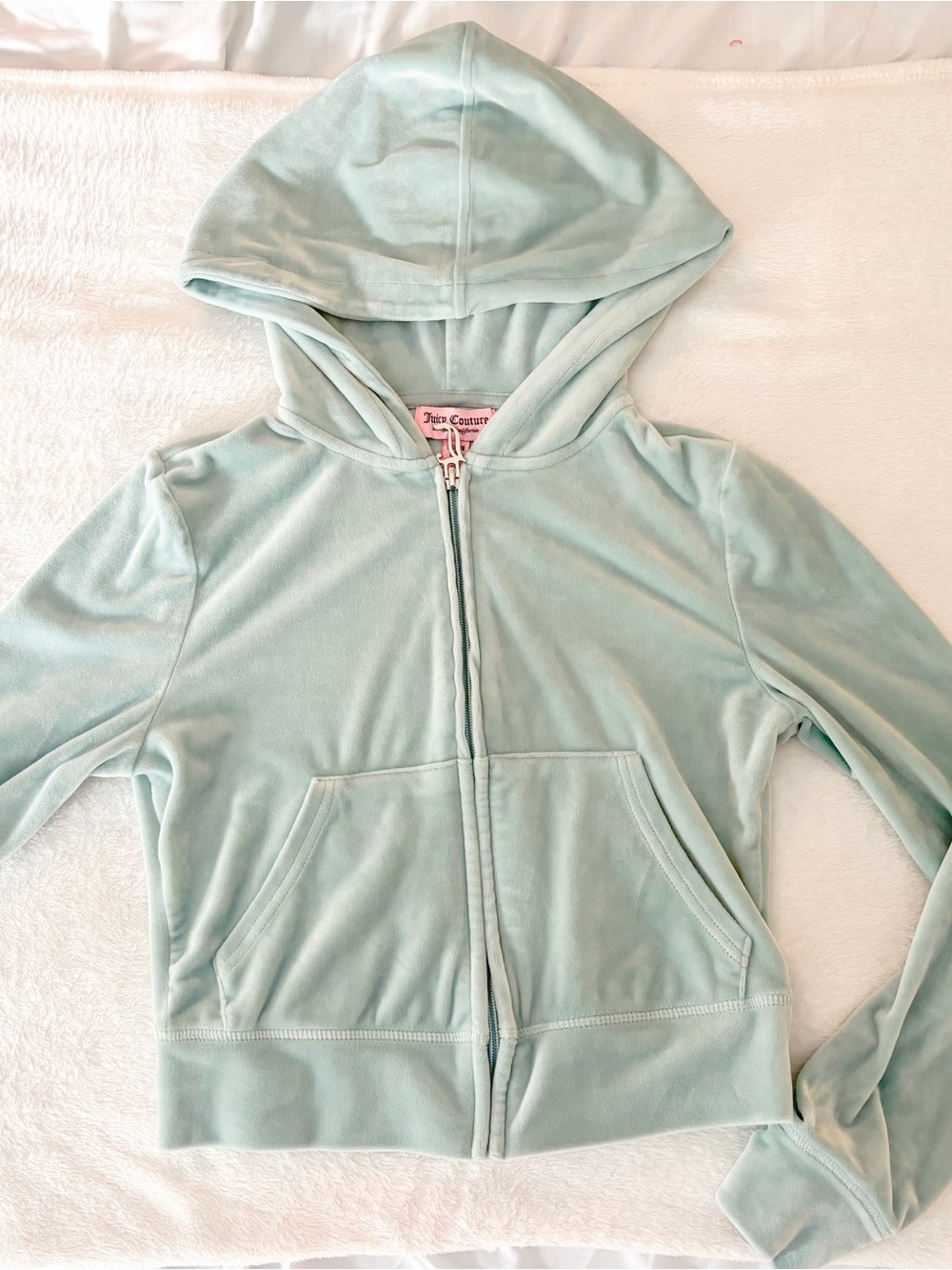 Juicy Couture Mint Green Velour Zip Hoodie Vest